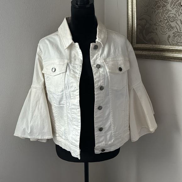 RACHEL Rachel Roy ivory bell sleeves Jean jacket sz XL - Picture 2 of 8